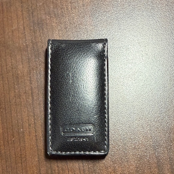 Coach Black Leather Magnetic Money Clip - Picture 1 of 3